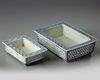 TWO CHINESE BLUE AND WHITE RECTANGULAR JARDINIERES, 19TH CENTURY