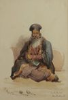 Two watercolours orientalst painting depicting a Greek priest from Constantinople, Amadeo Preziosi