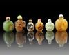 A GROUP OF SIX CHINESE HARDSTONE SNUFF BOTTLES