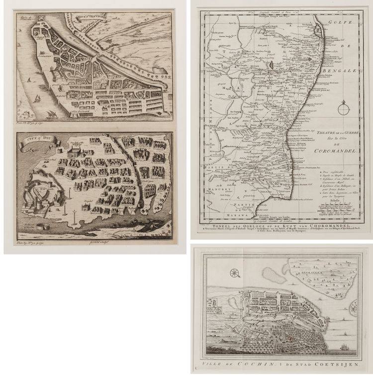 THREE HISTORICAL ENGRAVINGS  OF THE COROMANDEL COAST, COCHIN AND DIU
