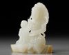 A CHINESE WHITE JADE 'GUANYIN AND ACOLYTE' CARVING, 20TH CENTURY