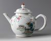 A Chinese famille rose 'twin ram' teapot and cover