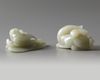 A group of three Chinese celadon jade animals