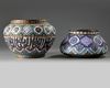 Two Islamic enameled brass bowls