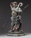 A large gilt and polychrome decorated bronze figure of Guandi