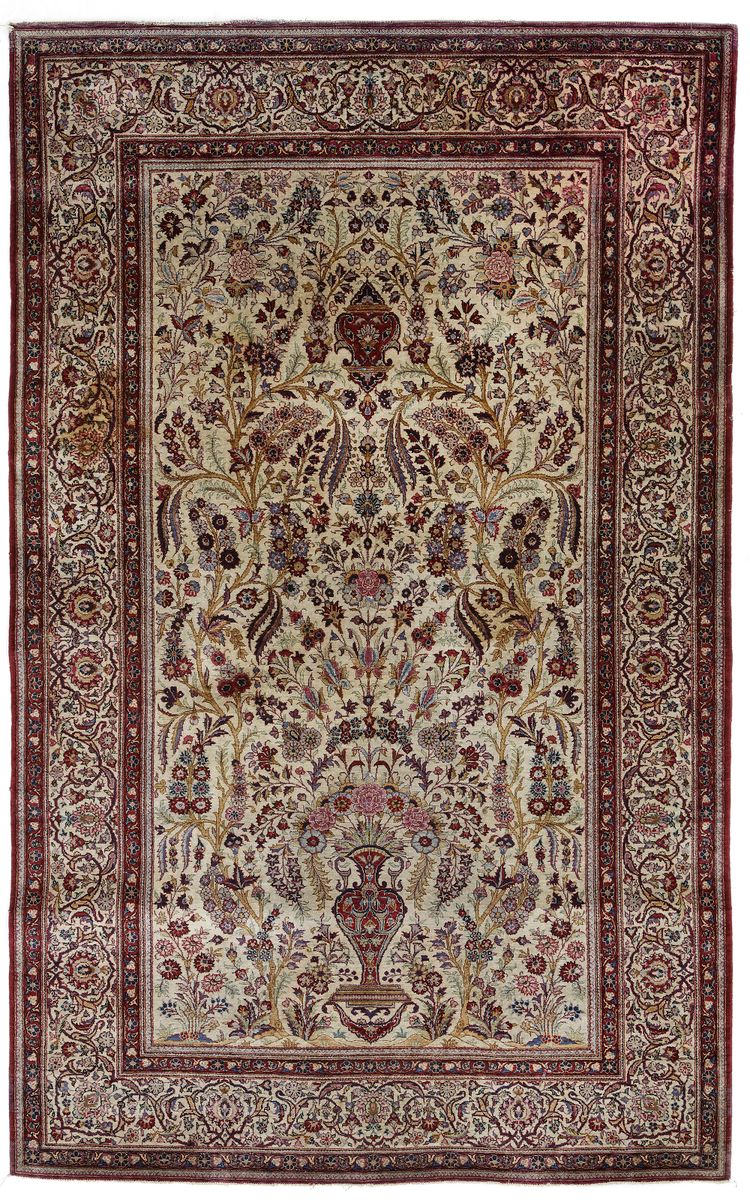 A PURE SILK KASHAN RUG
