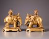 A pair Chinese gilt bronze elephants