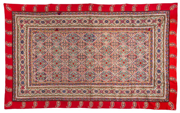 A LARGE PERSIAN RASHTI-DUZI EMBROIDERY,19TH CENTURY