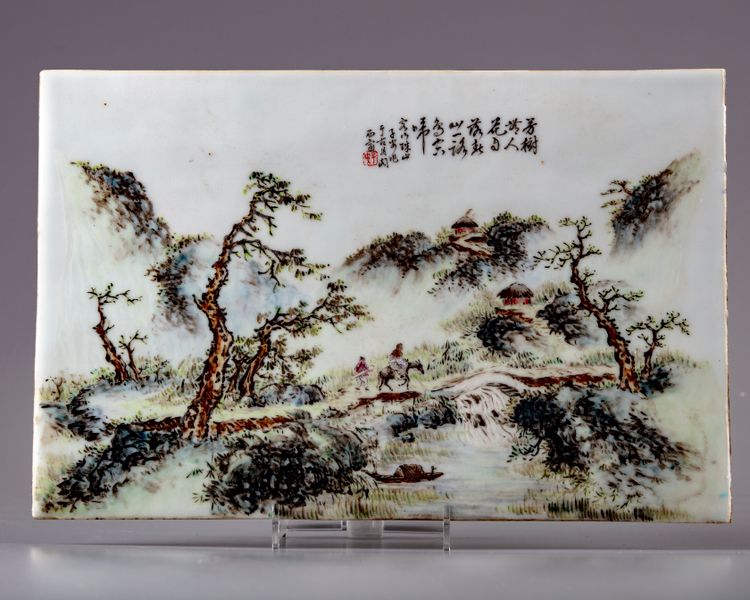 A porcelain 'landscape' plaque