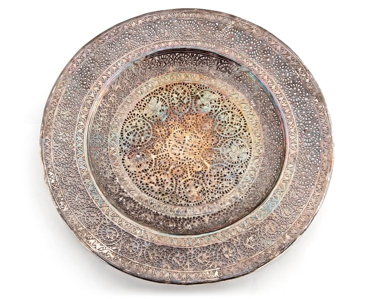 A PERSIAN SILVER PLATE, 19TH CENTURY