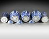 A Chinese blue and white five-piece garniture