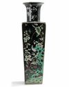 A Chinese famille noir square-section vase