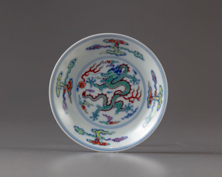 A Chinese doucai saucer