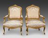 A PAIR OF GILDED WOOD ARMCHAIRS, FRANCE, LOUIS XV STYLE