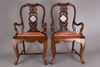 A PAIR OF CHINESE HARDWOOD CHAIRS WITH MARBLE BACKREST