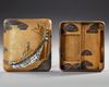 A JAPANESE SUZURIBAKO WRITING BOX, WITH 'MOTHER OF PEARL' DECORATED BOAT, MEIJI PERIOD (1868-1912)