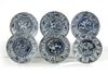 A group of six Chinese blue and white ‘Kraak porselein’ dishes and a Delft blue and white plate