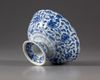 A Chinese blue and white stem bowl