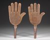 TWO QAJAR CALLIGRAPHIC STEEL HANDS OF FATIMA, PERSIA 20TH CENTURY