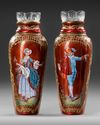 A PAIR OF RED ENAMEL VASES, AUSTRIA, 19TH CENTURY