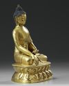 A CHINESE GILT BRONZE FIGURE OF SHAKYAMUNI