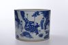 A CHINESE BLUE AND WHITE BRUSH POT
