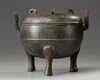 A Chinese bronze tripod ding and cover