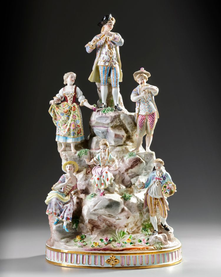 A PORCELAINE DE PARIS GROUP OF FIGURES, 19TH CENTURY