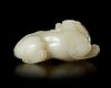 A MYTHICAL ANIMAL WHITE JADE, CINA, QING DYNASTY (1644–1912)