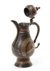 A PERSIAN SILVER INLAID COPPER EWER