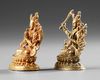 TWO SMALL SINO-TIBETAN GILT BRONZE FIGURES OF MANJUSHRI, 19TH CENTURY