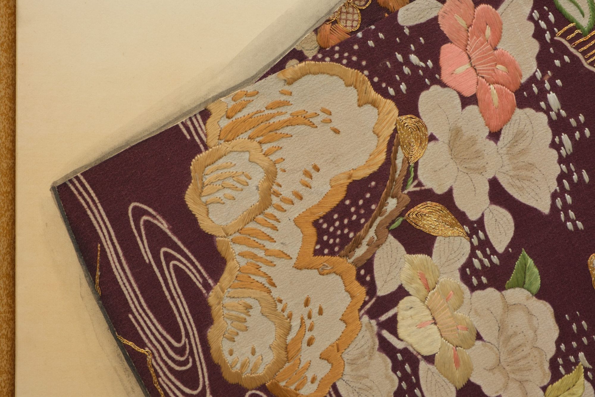 A JAPANESE SIX PANEL BYÔBU 屏風 EMBROIDERED WITH TAGASODE 誰袖