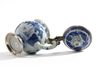 A Chinese blue and white mustard pot with European silver mounts