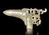 A LIGHT GREEN JADE GE (HALBERD), CHINA, HAN DYNASTY (206 BC-220 AD)
