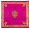 A PINK-GROUND SILK EMBROIDERY