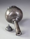 AN INDIAN SILVER AND GOLD-INLAID ALLOY BIDRI FLASK (SURAHI), DECCAN, 20TH CENTURY