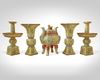 A MASSIVE CHINESE YELLOW-GROUND FAMILLE ROSE FIVE-PIECE ALTAR SET