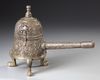 A SILVER INLAID BRONZE MAMLUK STYLE INCENSE BURNER, 19TH-20TH CENTURY