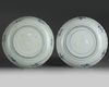 A matched pair of Japanese arita 'landscape' dishes