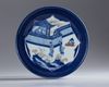 A Chinese blue-glazed copper-red-decorated dish
