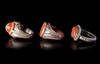 THREE AGATE SEAL SILVER RINGS