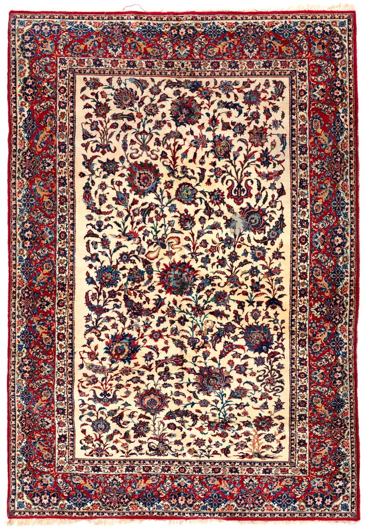 AN ISFAHAN KURK CARPET, CA. 1910-1920