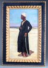 A painting depicting a standing Egyptian