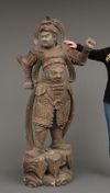 A JAPANESE LIFE-SIZE NIO WOODEN STATUE, 1868-1912 (MEIJI PERIOD)