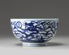 A Chinese blue and white 'dragon' bowl
