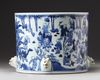 A LARGE CHINESE BLUE AND WHITE 'HUNDRED BOYS' BRUSH POT, BITONG, QING DYNASTY (1644-1911)