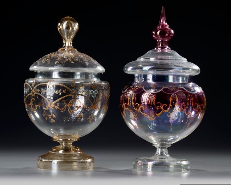 TWO BOHEMIAN 'PUNCH' BOWLS, MID 19TH CENTURY