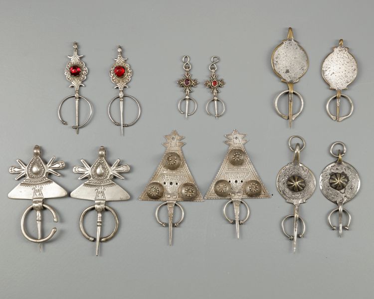 Six pair of silver fibula