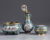 A Chinese cloisonné enamel Islamic-market four-piece altar set