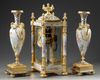 A FRENCH ORMOLU AND PORCELAIN CLOCK GARNITURE, 19TH CENTURY